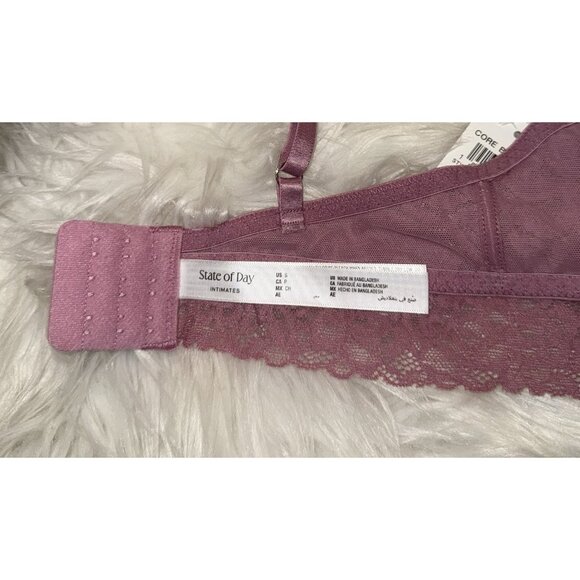 State of Day Womens Lace Bralette Bra Wire Free S Small Mauve Orchid New Nwt - Picture 6 of 6